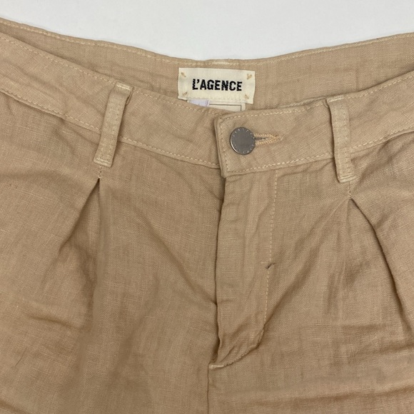 L’Agence Zahari Pleated Linen Shorts - Picture 2 of 6